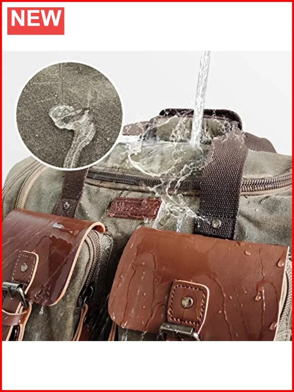 50L Waxed Canvas Waterproof Weekender Overnight Travel Duffle Bag